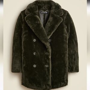 NWT J. Crew Faux Fur Women's Black Peacoat Size XXS